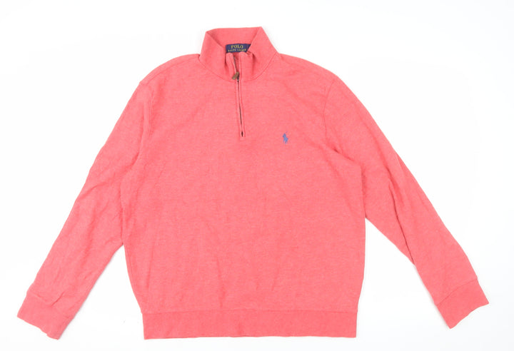Polo Ralph Lauren Men's Pink 1/4 Zip Cotton Sweatshirt Size M