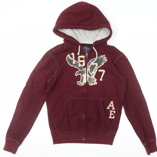 American Eagle Men's Red Full Zip Hoodie Size S Athletic Fit