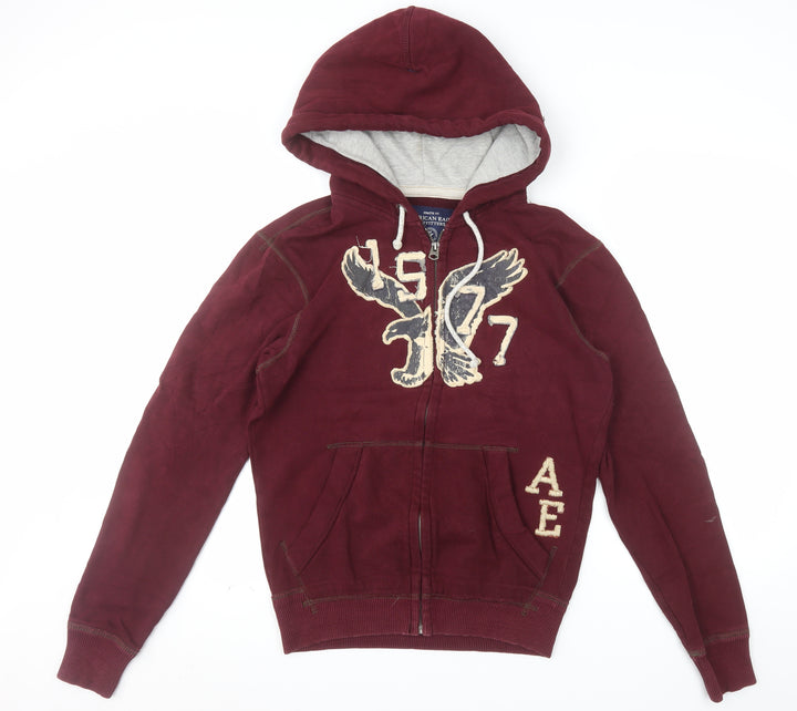 American Eagle Men's Red Full Zip Hoodie Size S Athletic Fit