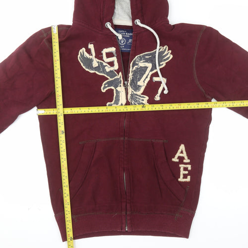 American Eagle Men's Red Full Zip Hoodie Size S Athletic Fit