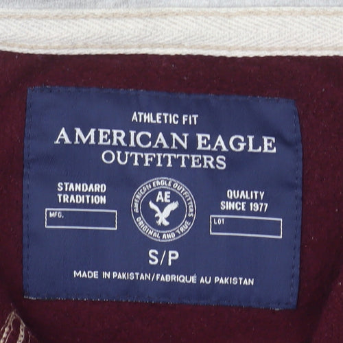 American Eagle Men's Red Full Zip Hoodie Size S Athletic Fit