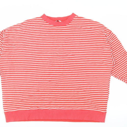 Tu Woman Red White Striped Crew Neck Pullover Sweatshirt L