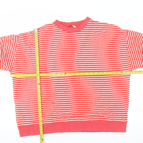 Tu Woman Red White Striped Crew Neck Pullover Sweatshirt L