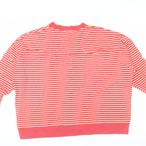 Tu Woman Red White Striped Crew Neck Pullover Sweatshirt L