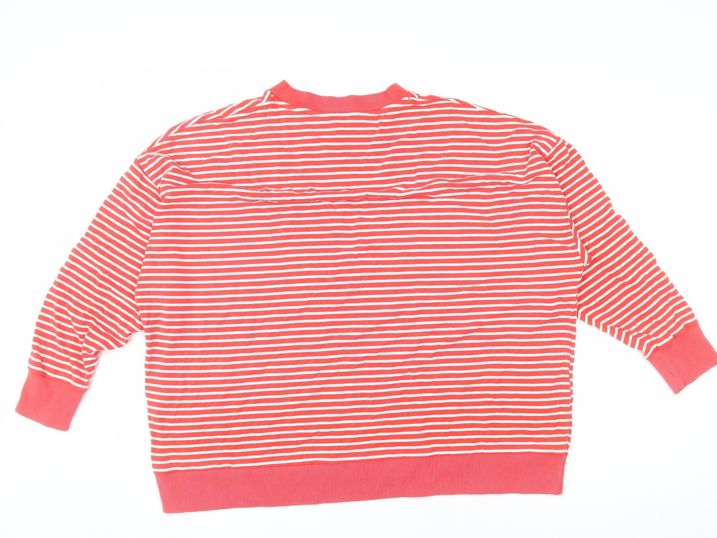 Tu Woman Red White Striped Crew Neck Pullover Sweatshirt L