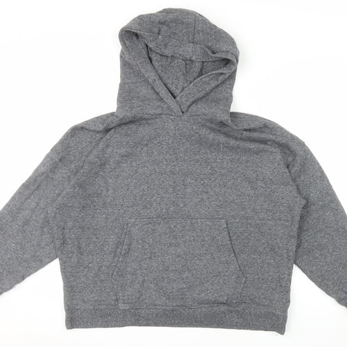 Calvin Klein Womens Grey Pullover Hoodie L Cotton Blend Logo Casual