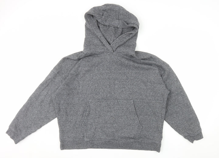 Calvin Klein Womens Grey Pullover Hoodie L Cotton Blend Logo Casual