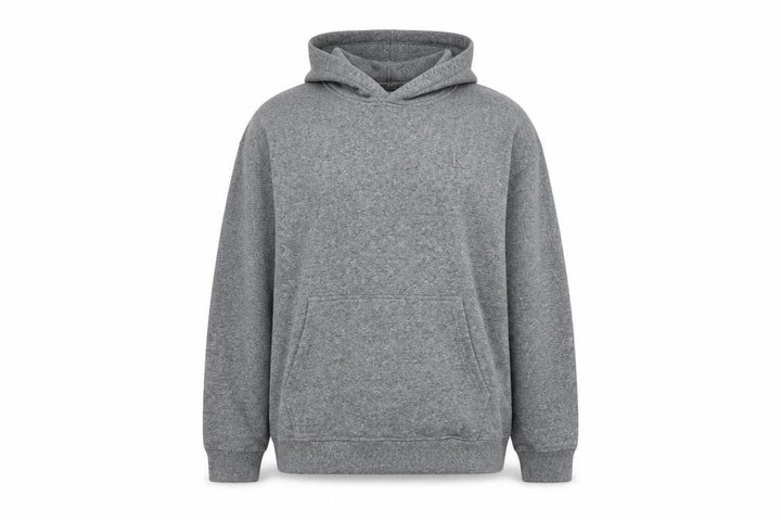 Calvin Klein Womens Grey Pullover Hoodie L Cotton Blend Logo Casual