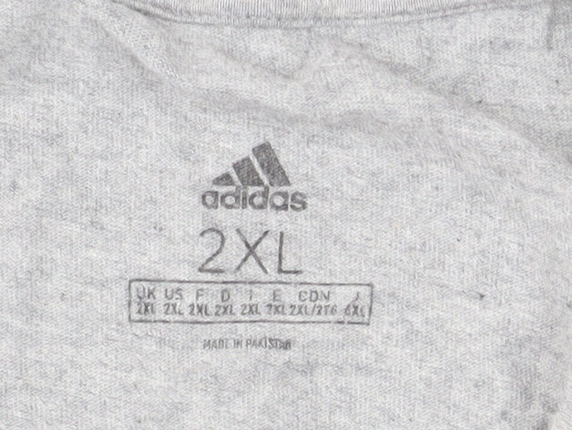 Adidas Men's Grey 2XL Crew Neck Short Sleeve Sports T-Shirt