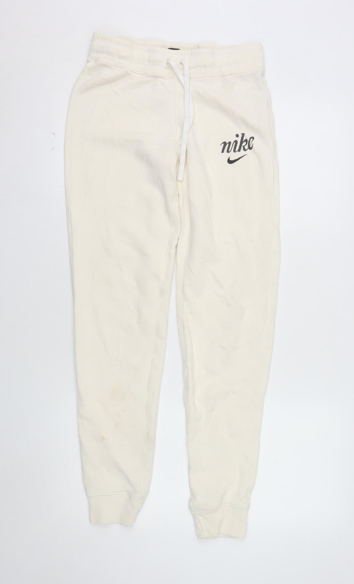 Nike Women's Ivory Jogger Trousers XS Cotton Fleece Activewear