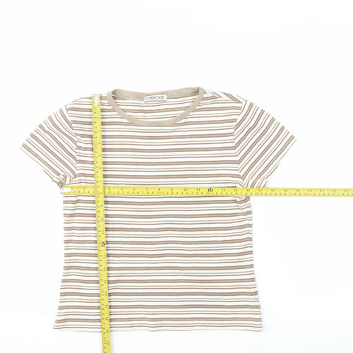 Cherokee Women’s Beige Striped Cotton T-Shirt Size 12