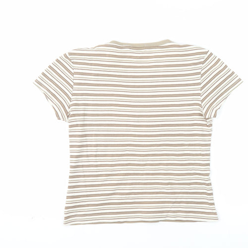 Cherokee Women’s Beige Striped Cotton T-Shirt Size 12