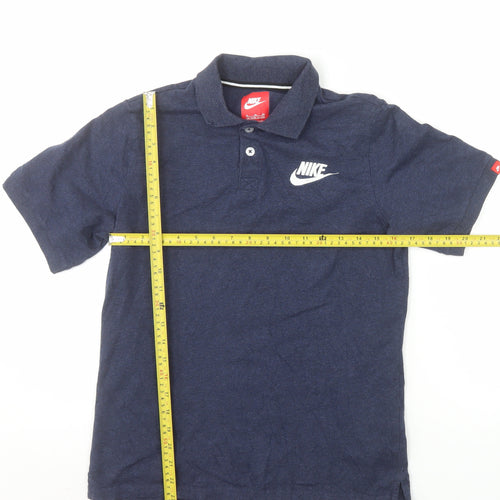 Nike Boys Blue XL Polo Shirt Short Sleeve Cotton Logo Sports Top