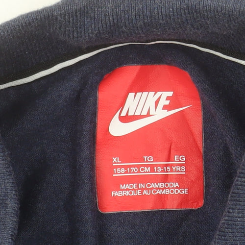 Nike Boys Blue XL Polo Shirt Short Sleeve Cotton Logo Sports Top