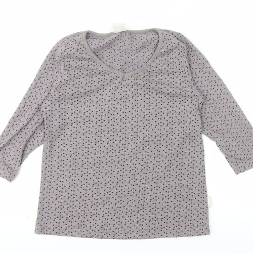 Trespass Women Grey Polka Dot V-Neck 3/4 Sleeve Cotton Blend T-Shirt M