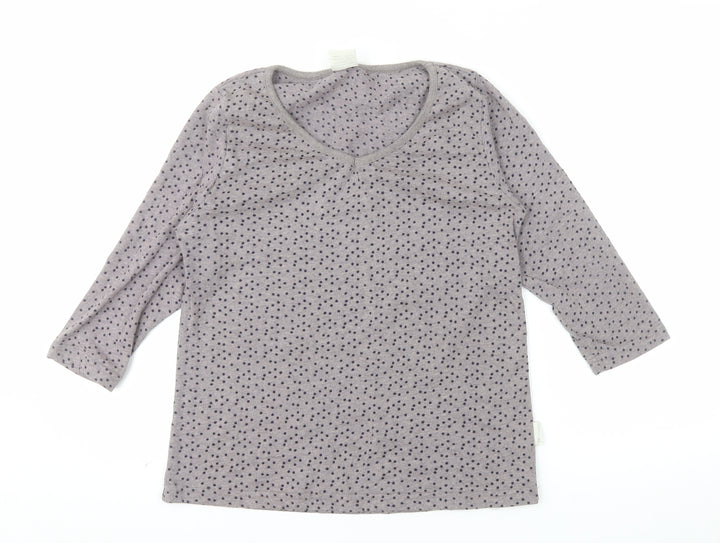 Trespass Women Grey Polka Dot V-Neck 3/4 Sleeve Cotton Blend T-Shirt M