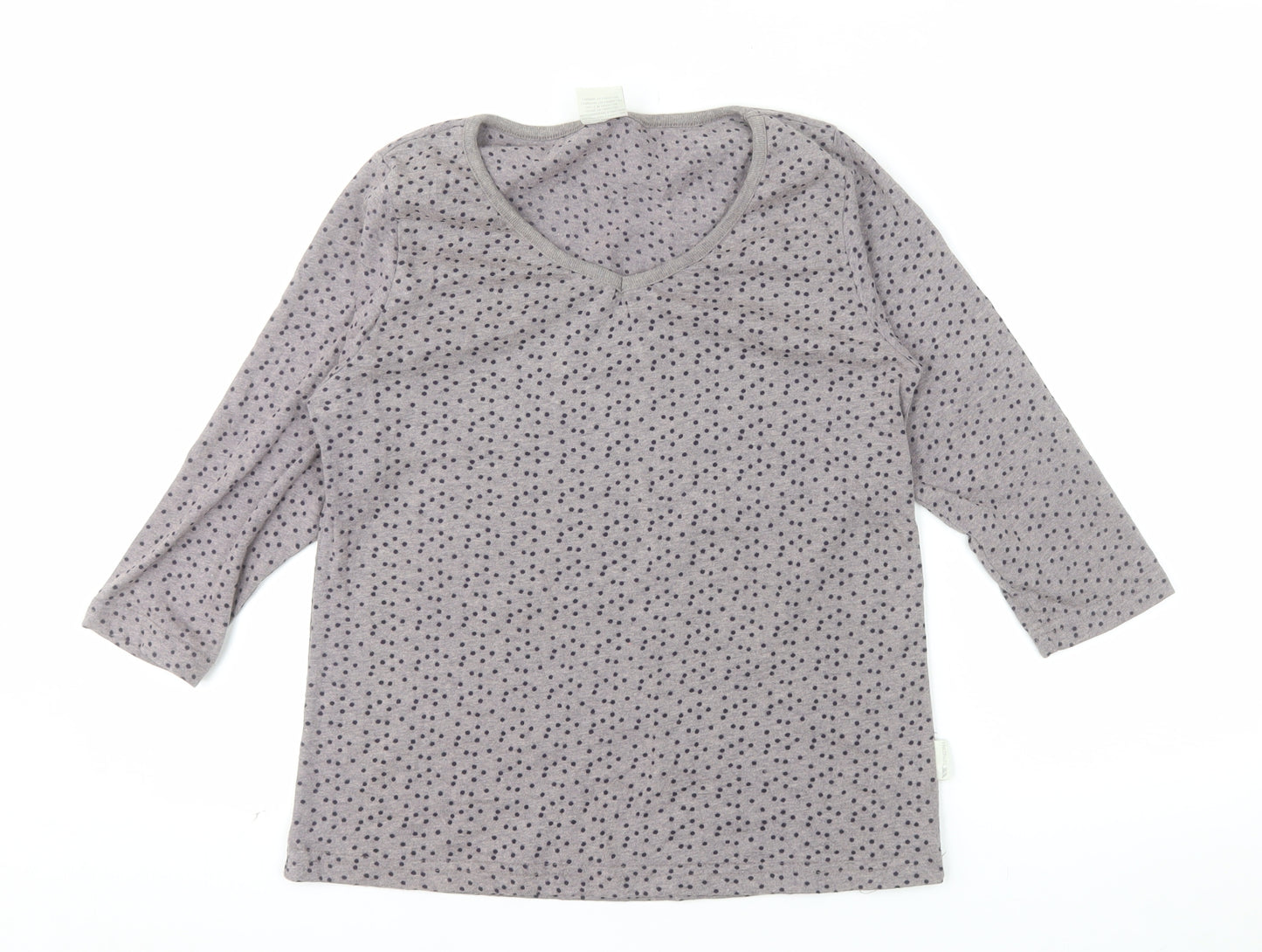 Trespass Women Grey Polka Dot V-Neck 3/4 Sleeve Cotton Blend T-Shirt M