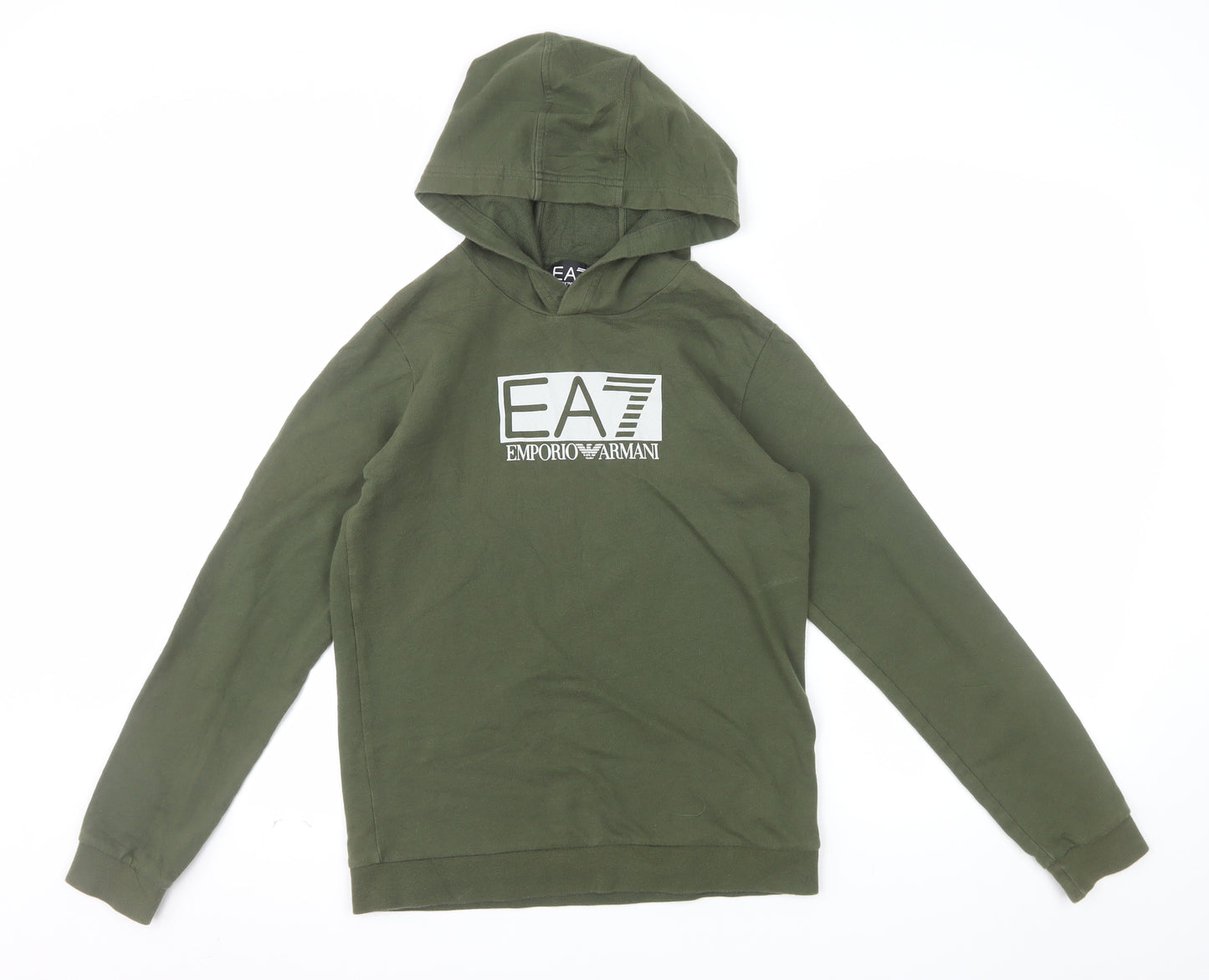 Emporio Armani EA7 Boys Green Pullover Hoodie 14 Years Cotton Logo Style