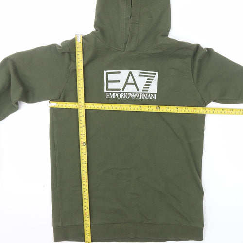 Emporio Armani EA7 Boys Green Pullover Hoodie 14 Years Cotton Logo Style