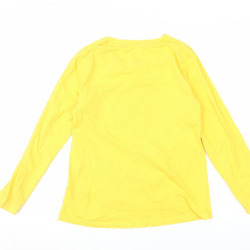 Disney Women Yellow Mickey Mouse Long Sleeve Cotton T-Shirt Size 10