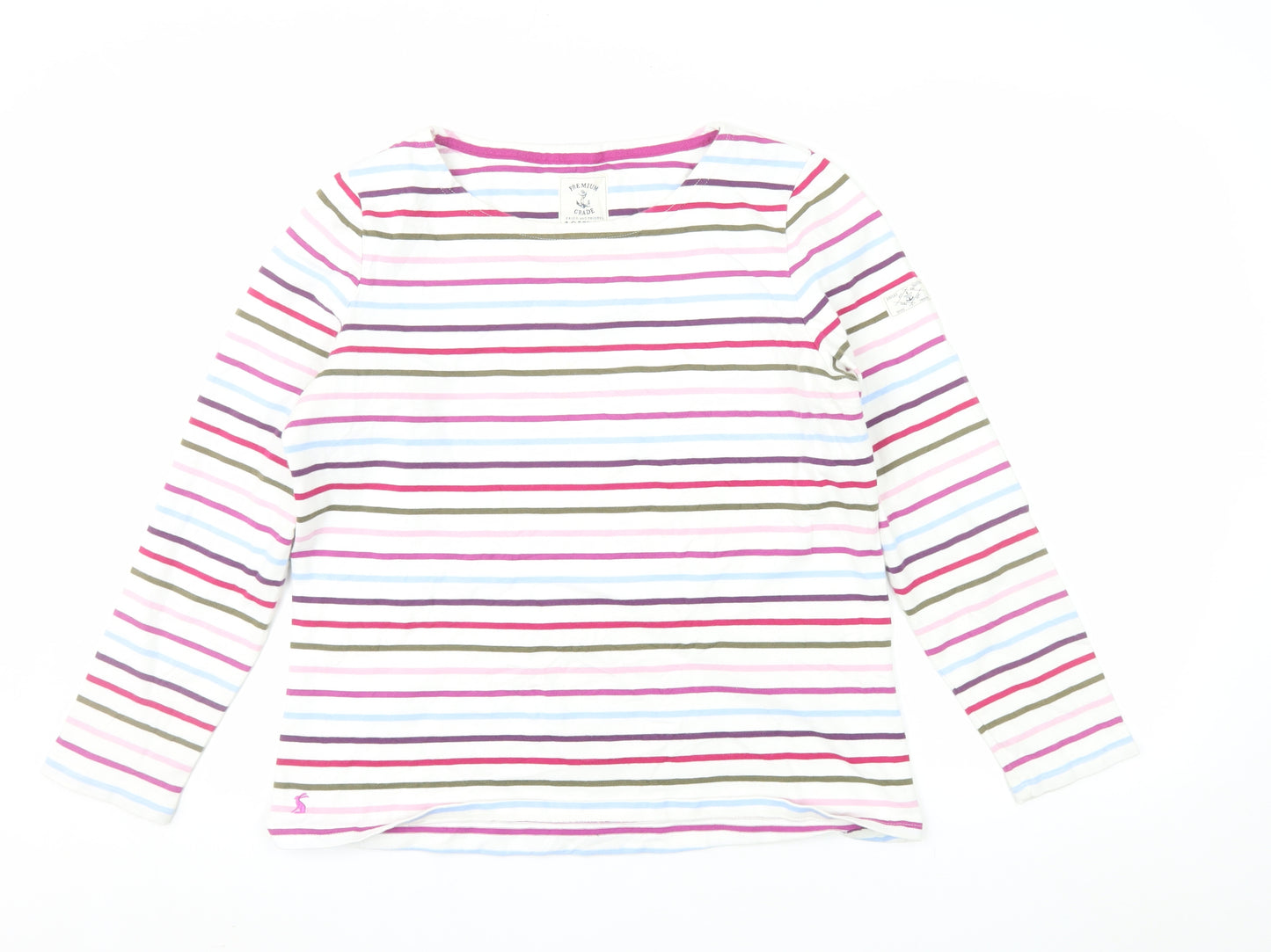 Joules Women’s Multicoloured Striped Long Sleeve Cotton T-Shirt Size 16