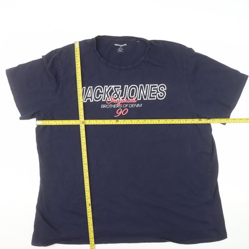 Jack & Jones Men's Blue 3XL Graphic Print Cotton T-Shirt