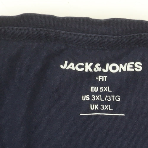 Jack & Jones Men's Blue 3XL Graphic Print Cotton T-Shirt