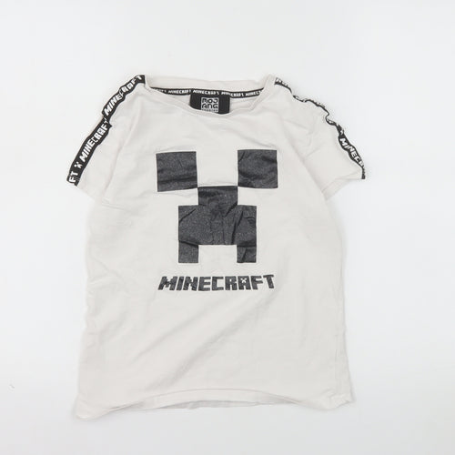 Minecraft Boys White Creeper Graphic T-Shirt 11-12 Years Short Sleeve