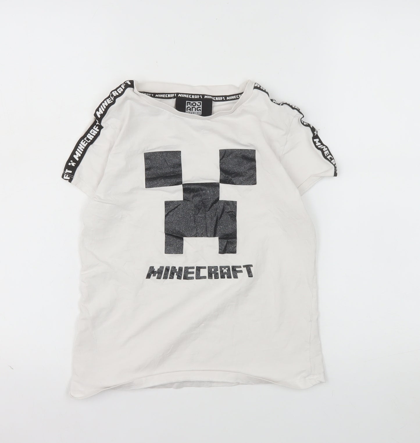 Minecraft Boys White Creeper Graphic T-Shirt 11-12 Years Short Sleeve