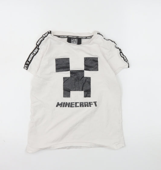 Minecraft Boys White Creeper Graphic T-Shirt 11-12 Years Short Sleeve
