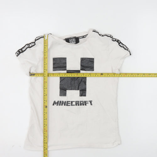 Minecraft Boys White Creeper Graphic T-Shirt 11-12 Years Short Sleeve