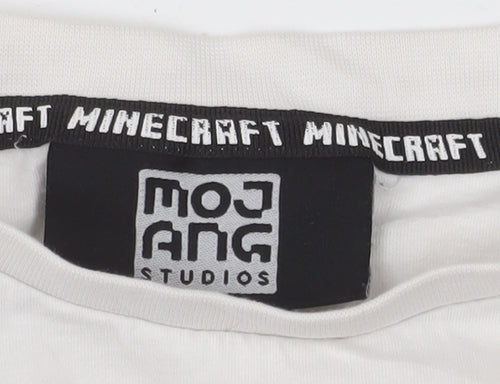 Minecraft Boys White Creeper Graphic T-Shirt 11-12 Years Short Sleeve