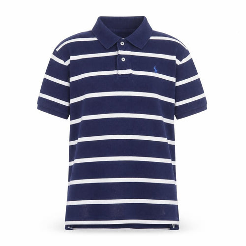 Ralph Lauren Teens Blue Striped Cotton Polo Shirt Size L