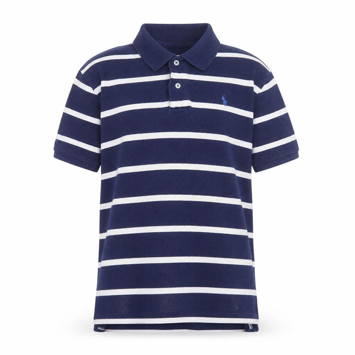 Ralph Lauren Teens Blue Striped Cotton Polo Shirt Size L