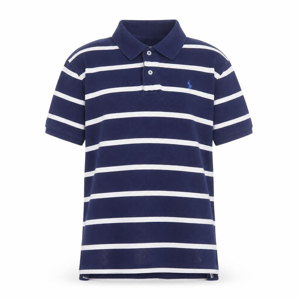 Ralph Lauren Teens Blue Striped Cotton Polo Shirt Size L