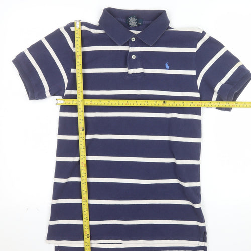 Ralph Lauren Teens Blue Striped Cotton Polo Shirt Size L