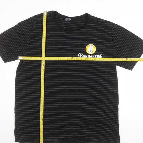 Bundaberg Men's Black Striped 2XL Cotton Crew Neck T-Shirt