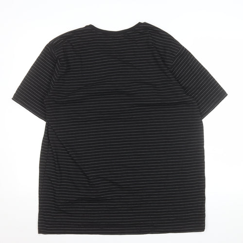 Bundaberg Men's Black Striped 2XL Cotton Crew Neck T-Shirt