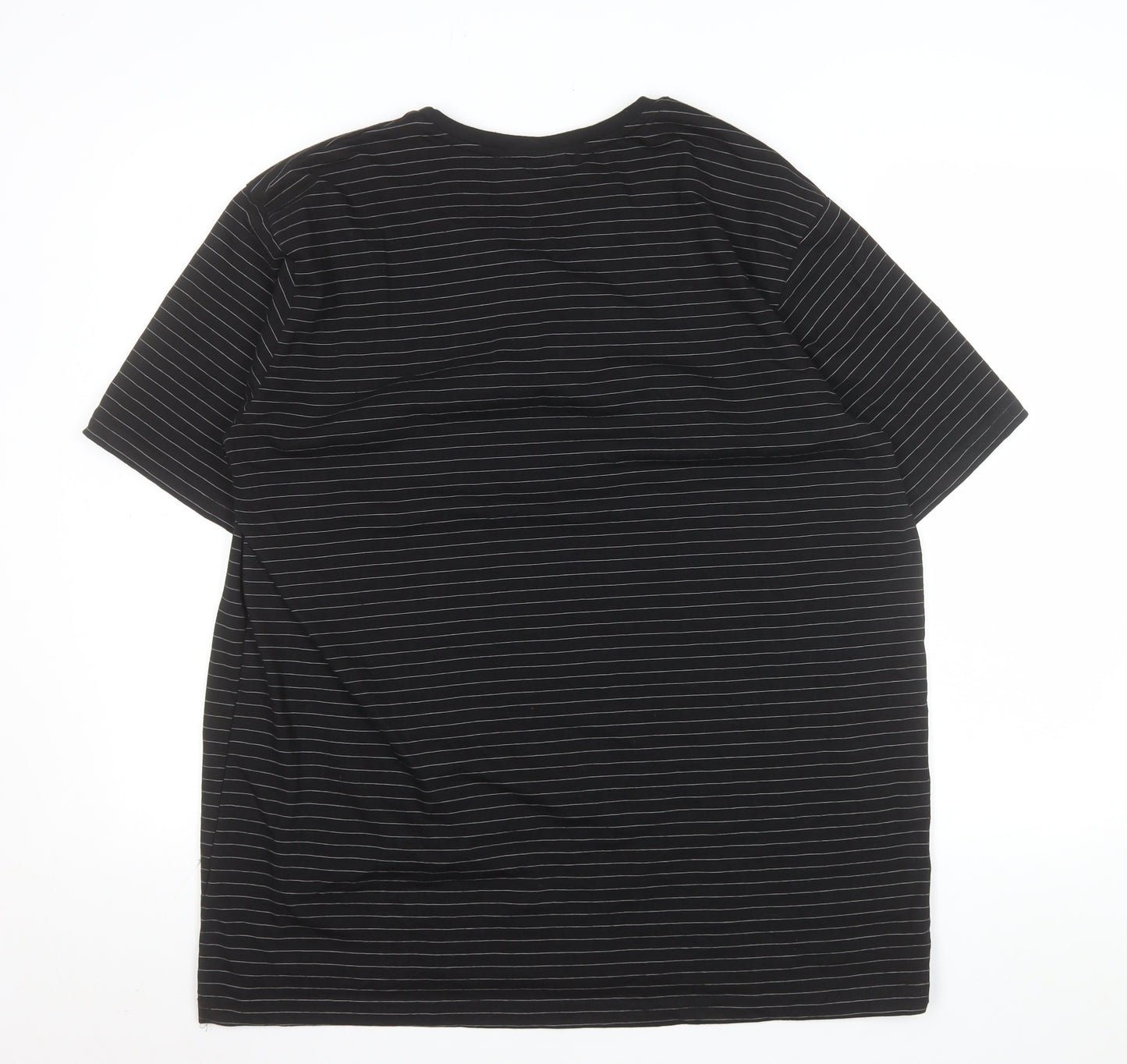 Bundaberg Men's Black Striped 2XL Cotton Crew Neck T-Shirt