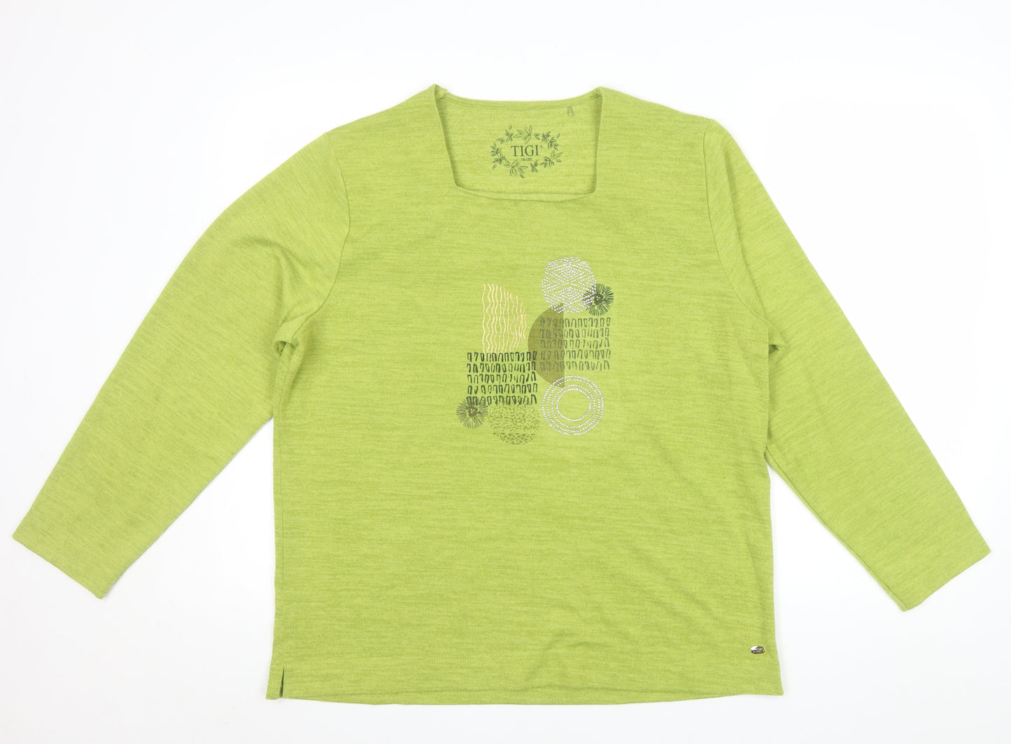 Tigi Women’s Green Long Sleeve Square Neck Pullover Jumper Size 18