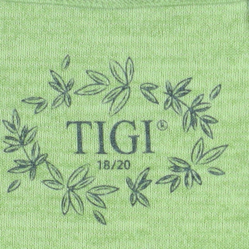 Tigi Women’s Green Long Sleeve Square Neck Pullover Jumper Size 18