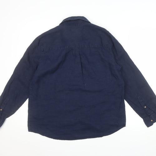 Marks and Spencer Women’s Blue Linen Long Sleeve Button-Up Shirt Size 12