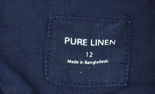 Marks and Spencer Women’s Blue Linen Long Sleeve Button-Up Shirt Size 12