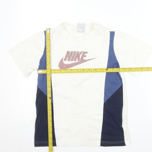 Nike Boys White Blue Colourblock Logo T-Shirt Size 11-12 Years