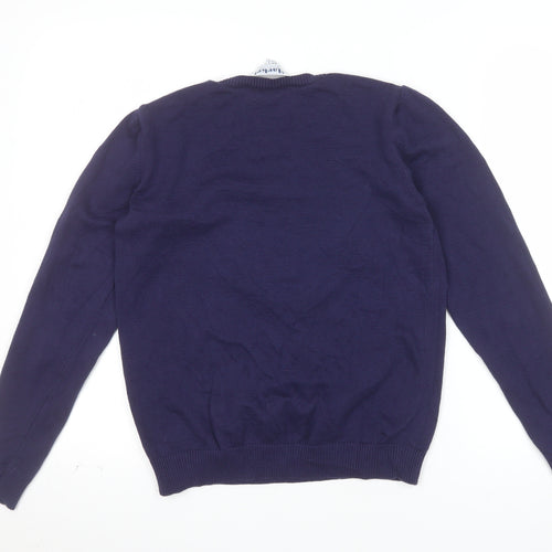 Harkel Women's Blue Rainbow Happy Crew Neck Cotton Jumper Size 8