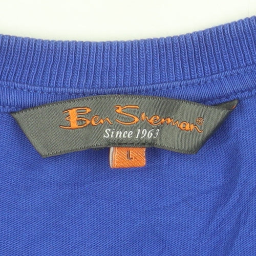 Ben Sherman Men's Blue V-Neck Cotton T-Shirt Size L