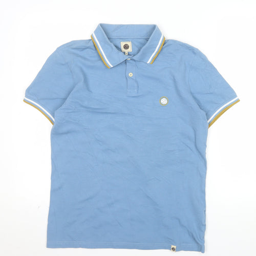 Pretty Green Men's Blue Cotton Polo Shirt M Short Sleeve Casual