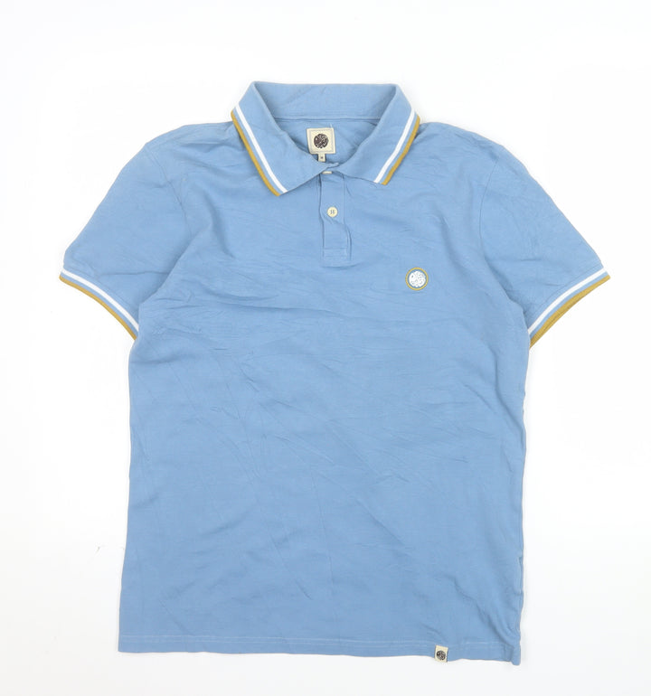 Pretty Green Men's Blue Cotton Polo Shirt M Short Sleeve Casual