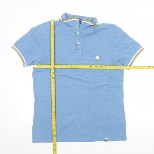 Pretty Green Men's Blue Cotton Polo Shirt M Short Sleeve Casual