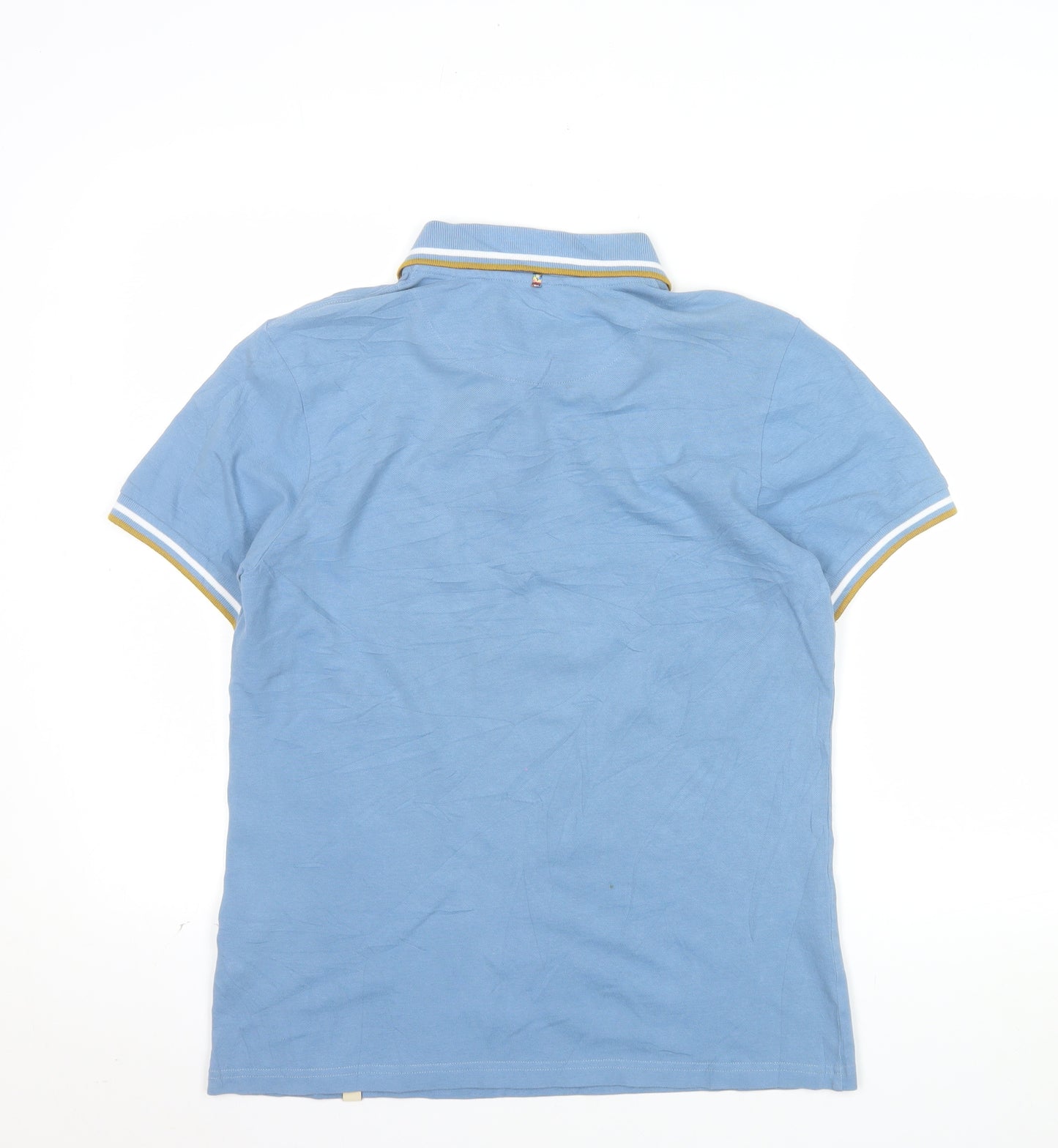 Pretty Green Men's Blue Cotton Polo Shirt M Short Sleeve Casual